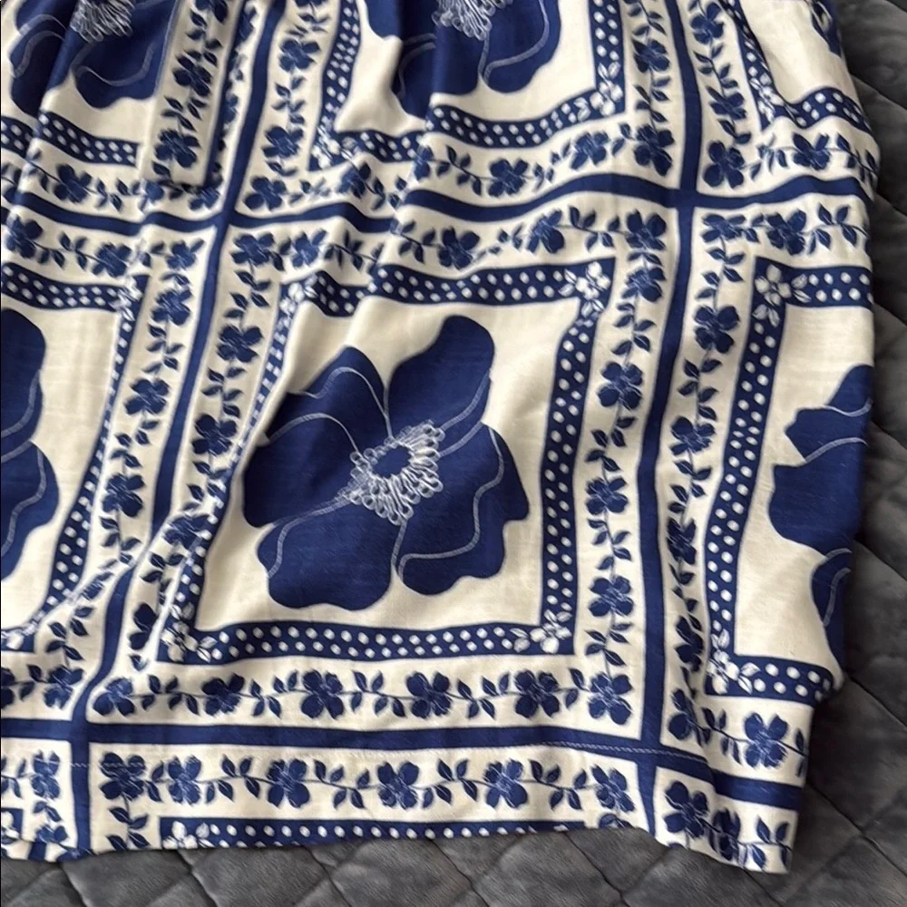 Draper James RSVP Navy and Cream midi dress floral embroidered look smocked XL - Picture 8 of 9